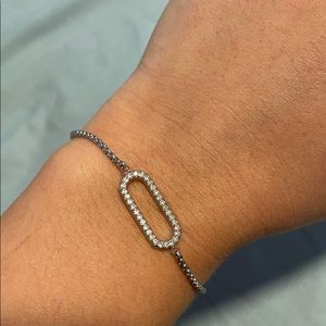 michael kors dainty silver bracelet with diamonds